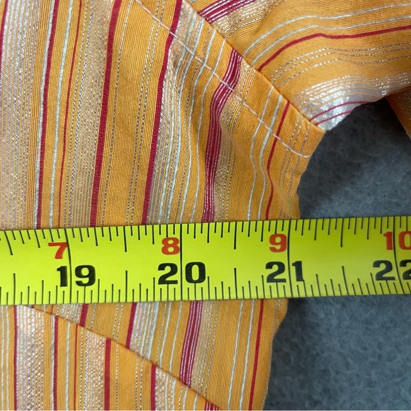 Vintage Flatiron Workshop 12 Snap Front Striped Blouse Orange Pink Shimmer USA - Picture 11 of 13
